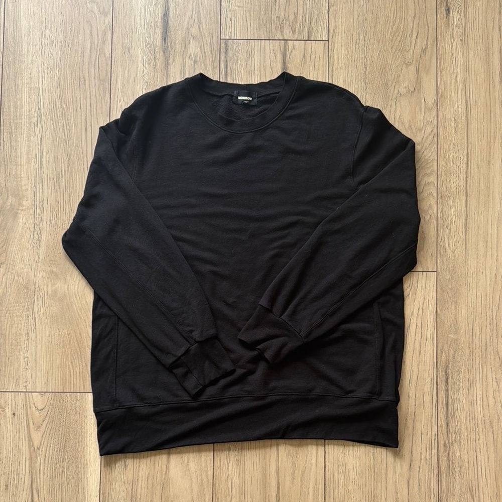 Monrow Black Crewneck Long Sleeve Shirt Men’s Large